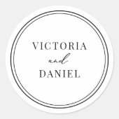 Elegante bruid bruidegom namen bruiloft ronde sticker (Voorkant)