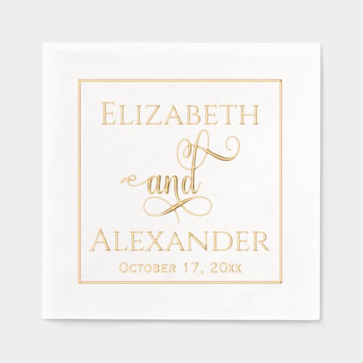 Elegante bruid bruidegom Namen Bruiloft Typografie Folie Servetten (Voorkant)