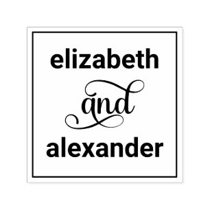 Elegante bruid bruidegom namen bruiloft typografie zelfinktende stempel