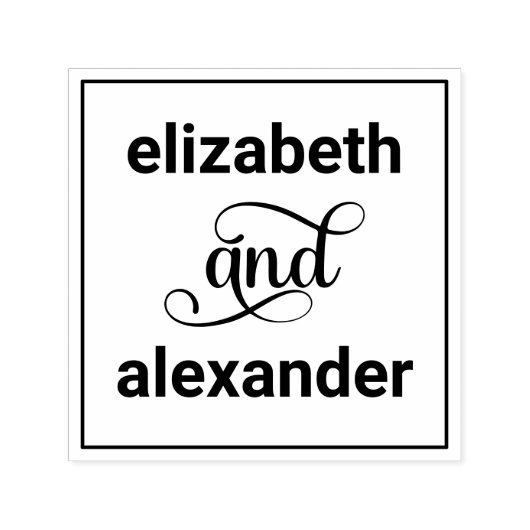 Elegante bruid bruidegom Namen Bruiloft Typografie Zelfinktende Stempel (Design)