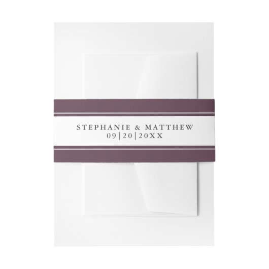 Elegante bruid bruidegom namen datum chique Paarse Uitnodigingen Wikkel (Voorkant Voorbeeld)