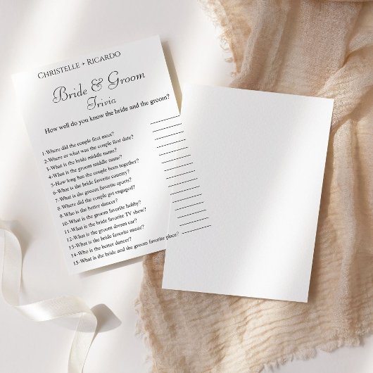 Elegante bruid & bruidegom trivia vrijgezellenfees
