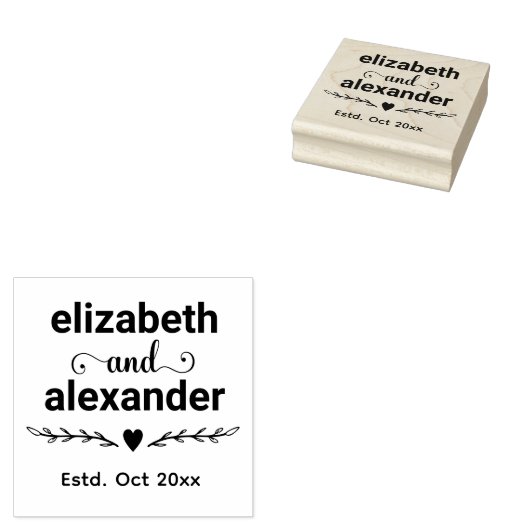 Elegante bruid bruidegom typografie monogram trouw rubberstempel (Gestempeld)