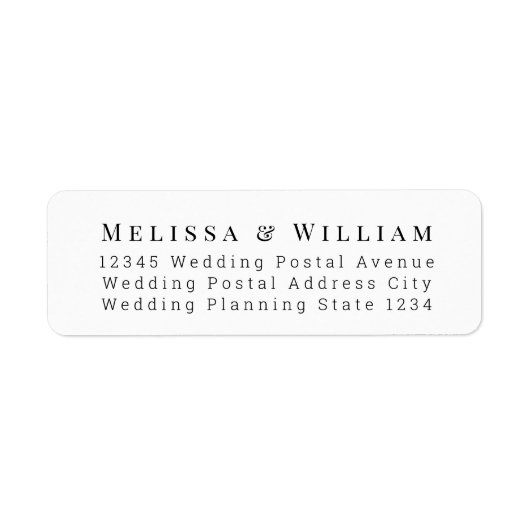 Elegante bruid bruidegom wit bruiloft retouradres etiket (Voorkant)