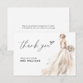 Elegante bruid bruiloft jurk Vrijgezellenfeest dan Bedankkaart (Voorkant / Achterkant)