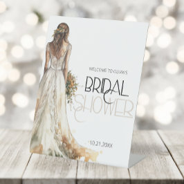 Elegante bruid bruiloft jurk Vrijgezellenfeest Wel Reclamebord Met Voetstuk