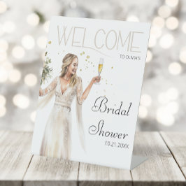 Elegante bruid bruiloft jurk Vrijgezellenfeest Wel Reclamebord Met Voetstuk