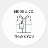 Elegante Bruid & Co. Bruidsuitnodiging Teal Ronde Sticker (Voorkant)