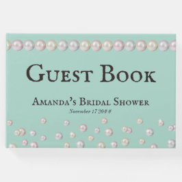 Elegante Bruid & Co Teal Blauwe Parel Bruidsfeest Gastenboek