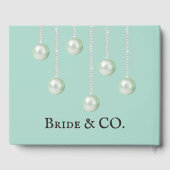 Elegante Bruid & Co Teal Blauwe Parel Bruidsfeest Gastenboek (Achterkant)