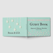 Elegante Bruid & Co Turquoise Blauwe Parel Bruidsf Gastenboek (Volledig)