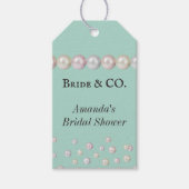Elegante Bruid & Co Turquoise Parel Bruidsfeest Cadeaulabel (Voorkant)