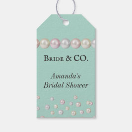 Elegante Bruid & Co Turquoise Parel Bruidsfeest Cadeaulabel