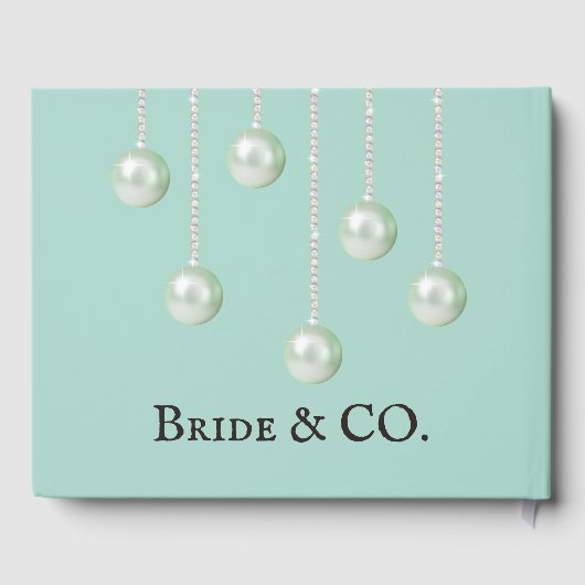 Elegante Bruid & Co Turquoise Parel Bruiloft Borre Gastenboek (Achterkant)