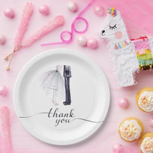 Elegante bruid en bruidegom danspapier Borden Papieren Bordje (Feest)