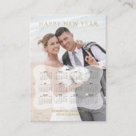 Elegante bruid en bruidegom foto mini kalender visitekaartje
