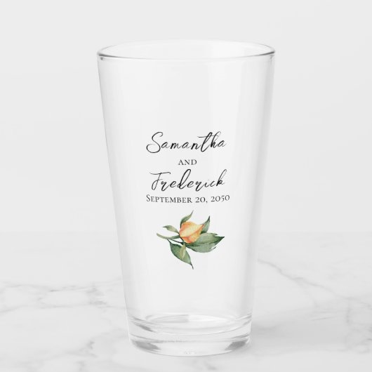 Elegante bruid en bruidegom gepersonaliseerd glas (Voorkant)