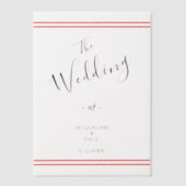 Elegante bruid en bruidegom rode strepen vellum uitnodigingen (Voorkant)
