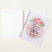 Elegante bruid en bruidegom roze bloemen bruiloft planner (Display)