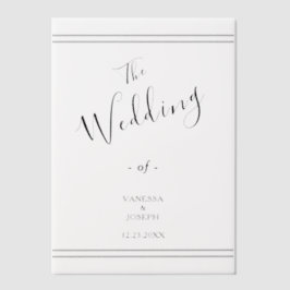 Elegante bruid en bruidegom strepen vellum uitnodigingen