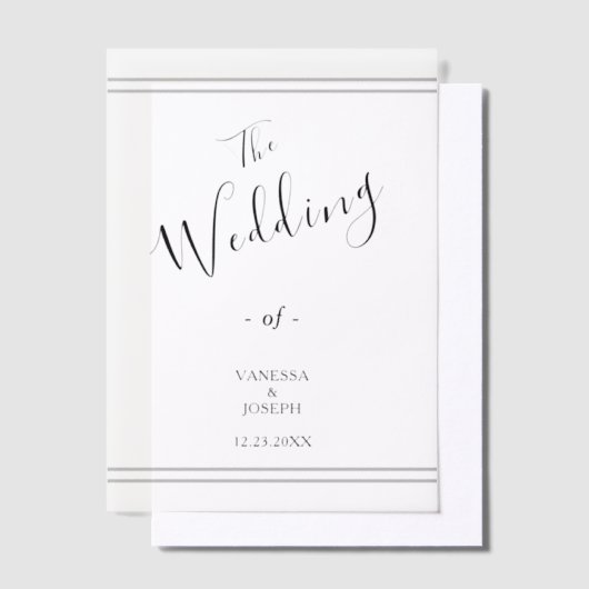 Elegante bruid en bruidegom strepen vellum uitnodigingen (Offset)