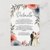 Elegante bruid en bruidegom Waterverf bloemenbruil Informatiekaartje (Voorkant)