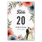 Elegante bruid en bruidegom Waterverf bloemenbruil Kaart (Achterkant)