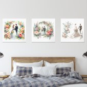 Elegante bruid en bruidegom Waterverf Muurkunst Sets (Slaapkamer)