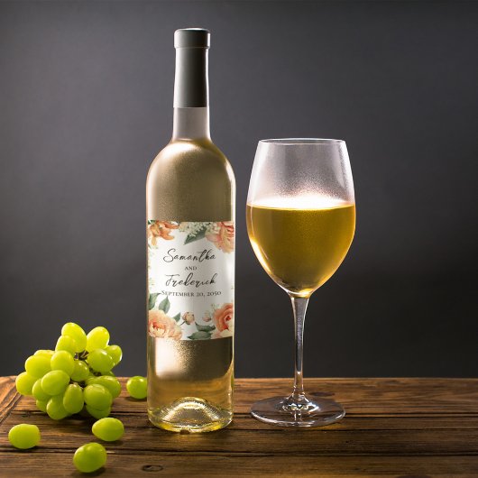 Elegante bruid en bruidegom wijn etiket