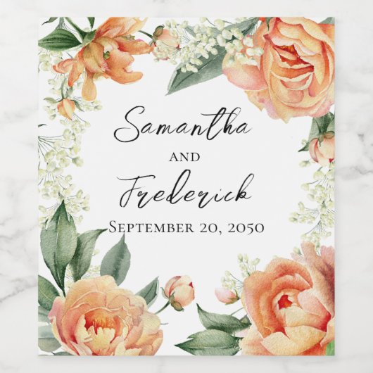 Elegante bruid en bruidegom wijn etiket (Enkel label)