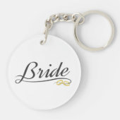 Elegante Bruid Huwelijkscalligrafie | Sleutelhange Sleutelhanger (Achterkant)