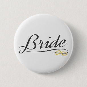 Elegante Bruid Huwelijkscalligrafie   Speld Knop Ronde Button 5,7 Cm