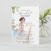 Elegante bruid in een witte jurk bruids thee parti kaart (Staand voorkant)