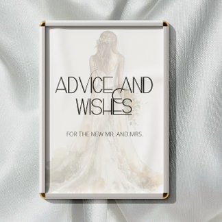 Elegante bruid in trouwjurk advies en wensen poster
