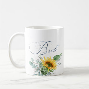 Elegante Bruid met Zonnebloem en Eucalyptus Bloeme Koffiemok