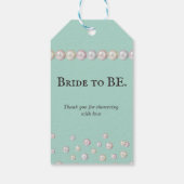 Elegante bruid om Blauwgroen Blue Pearl Vrijgezell Cadeaulabel (Achterkant)