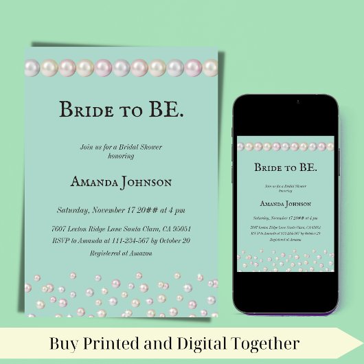 Elegante bruid om Blauwgroen Blue Pearl Vrijgezell Kaart