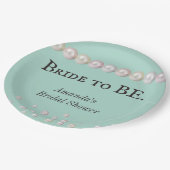 Elegante bruid om Blauwgroen Blue Pearl Vrijgezell Papieren Bordje (Gekanteld)