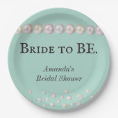 Elegante bruid om Blauwgroen Blue Pearl Vrijgezell Papieren Bordje (Voorkant)