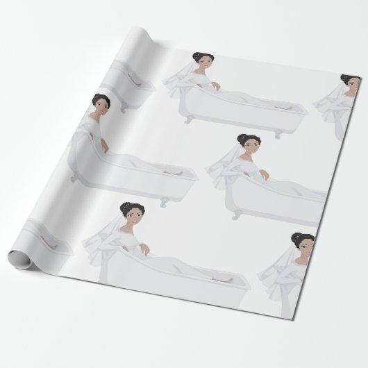 Elegante bruid ontspannen in bad bruiloft ontwerp cadeaupapier (Uitgerold)