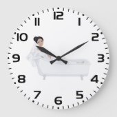 Elegante bruid ontspannen in bad bruiloft ontwerp grote klok (Voorkant)