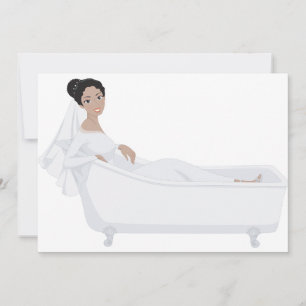 Elegante bruid ontspannen in bad bruiloft ontwerp kaart