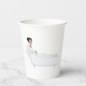 Elegante bruid ontspannen in bad bruiloft ontwerp papieren bekers (Voorkant)
