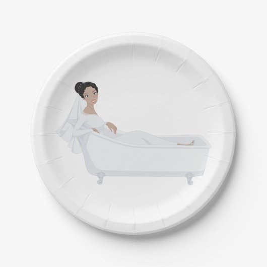 Elegante bruid ontspannen in bad bruiloft ontwerp papieren bordje (Voorkant)