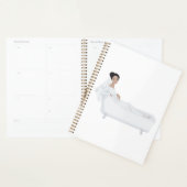 Elegante bruid ontspannen in bad bruiloft ontwerp planner (Display)