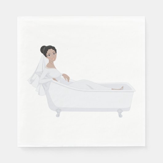 Elegante bruid ontspannen in bad bruiloft ontwerp servet (Voorkant)