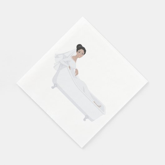 Elegante bruid ontspannen in bad bruiloft ontwerp servet (Hoek)