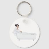 Elegante bruid ontspannen in bad bruiloft ontwerp sleutelhanger (Voorkant)
