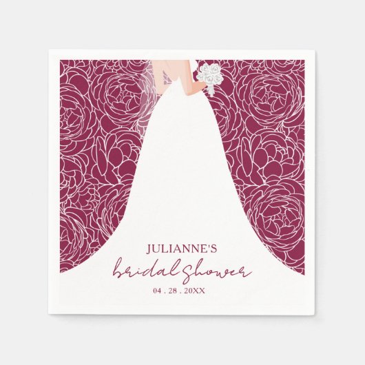 Elegante bruid op Cranberry Vrijgezellenfeest Servet (Voorkant)