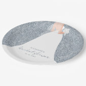 Elegante bruid op Dusty Blue Vrijgezellenfeest Papieren Bordje (Gekanteld)